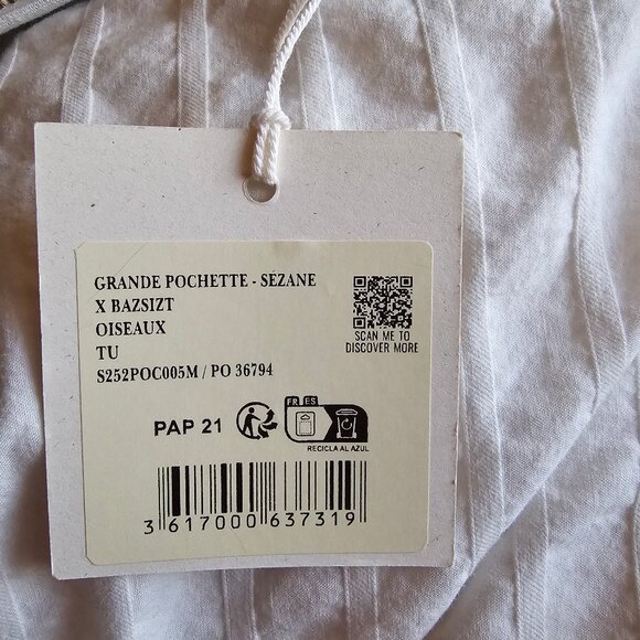 Sezane x Baziszt Large Pouch - Bird Embroidery - NWT - Picture 6 of 10